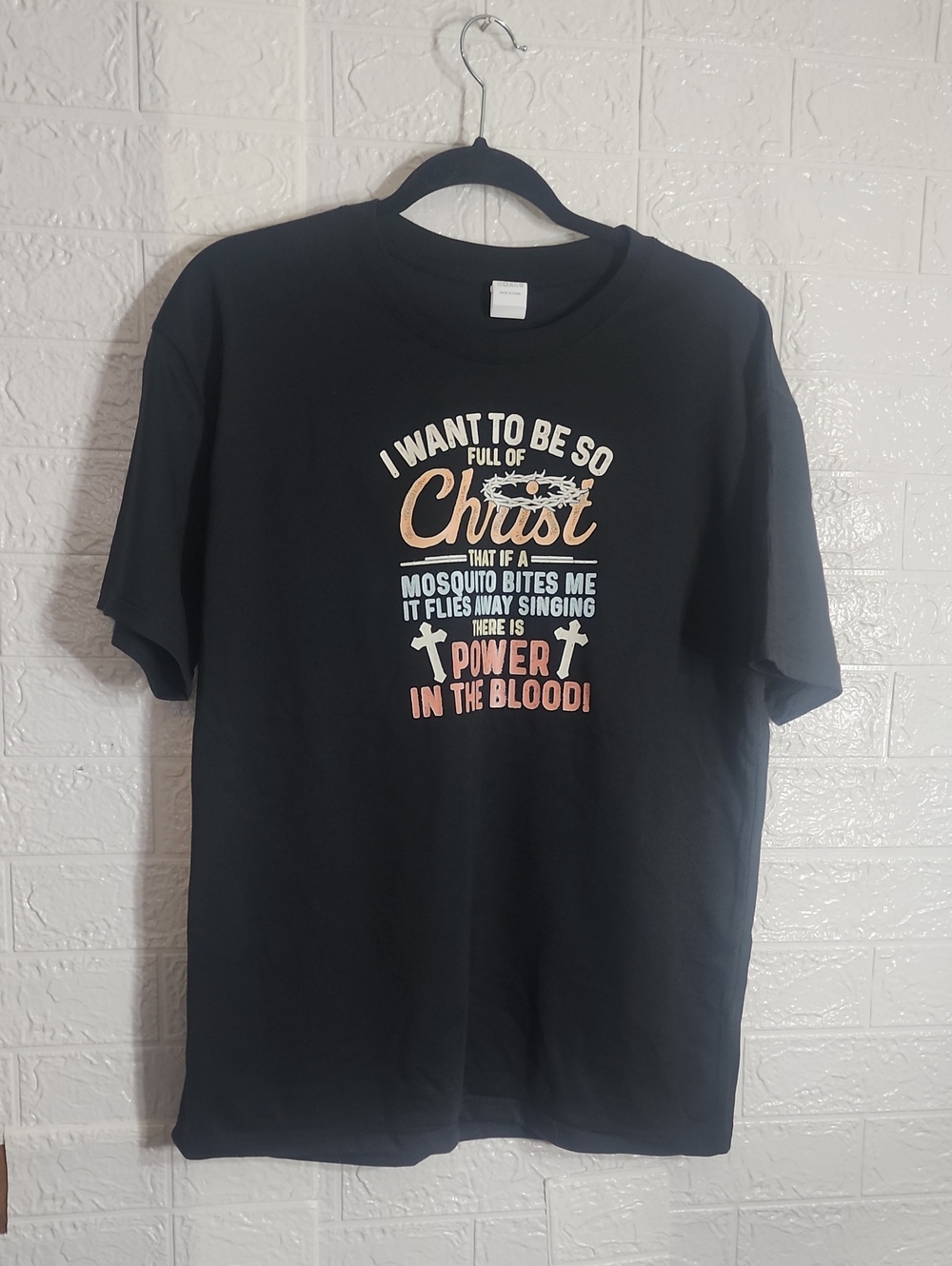 Women's Black Short Sleeve Graphic Tee - Faith Message